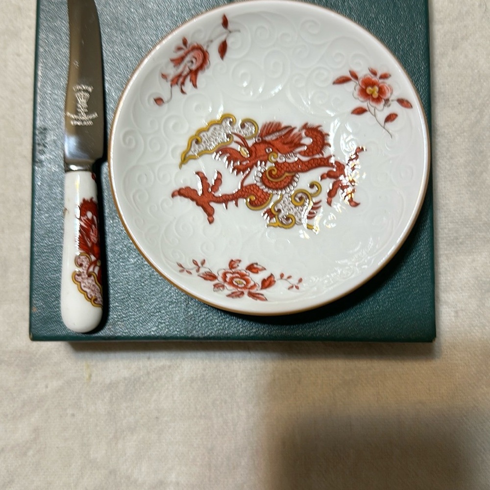 Crown Staffordshire England dish and butter knife.